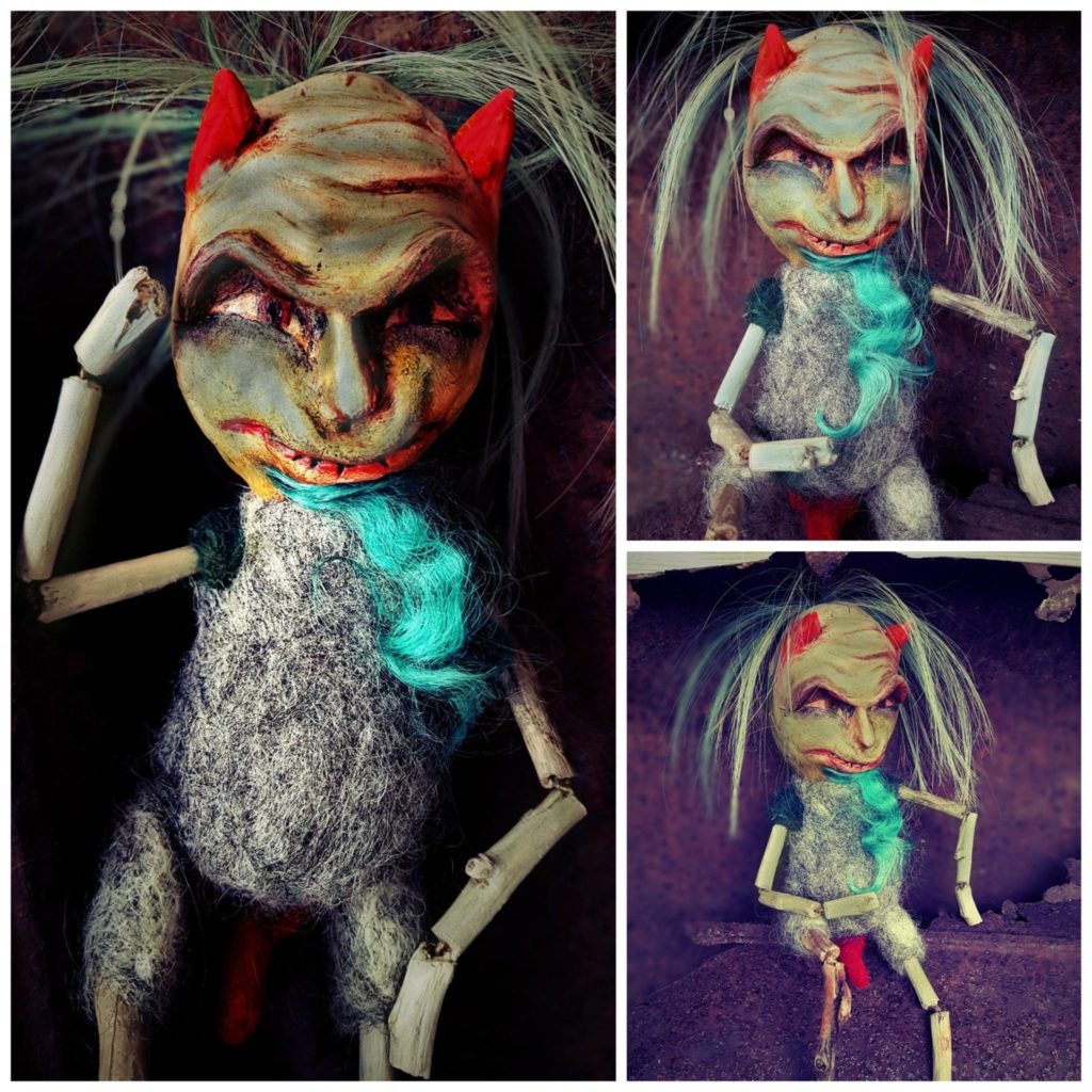 Jävul-docka, mixed media, Charlotte Wiktorsdotter